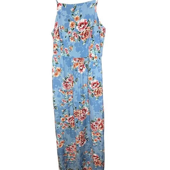 BOG Collective NWT Maxi Dress Size Medium. Light Blue And Pink Floral - Picture 2 of 9